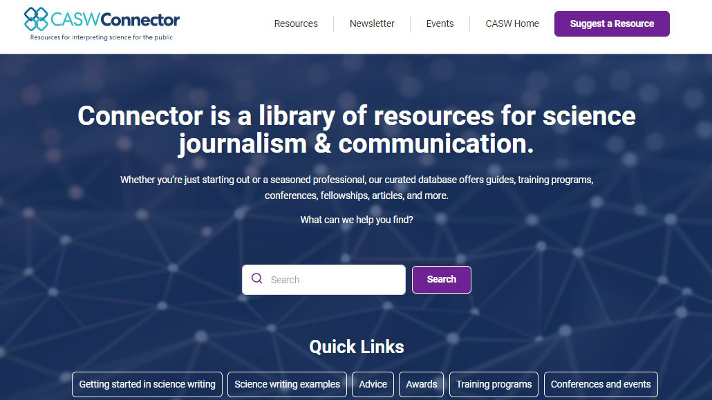 screenshot of the Connector homepage