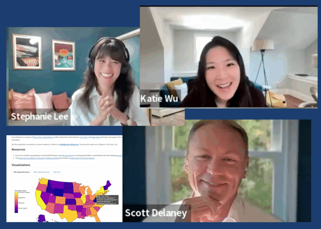 Screenshot of covering chaos Chat speakers and Grant Witness website.